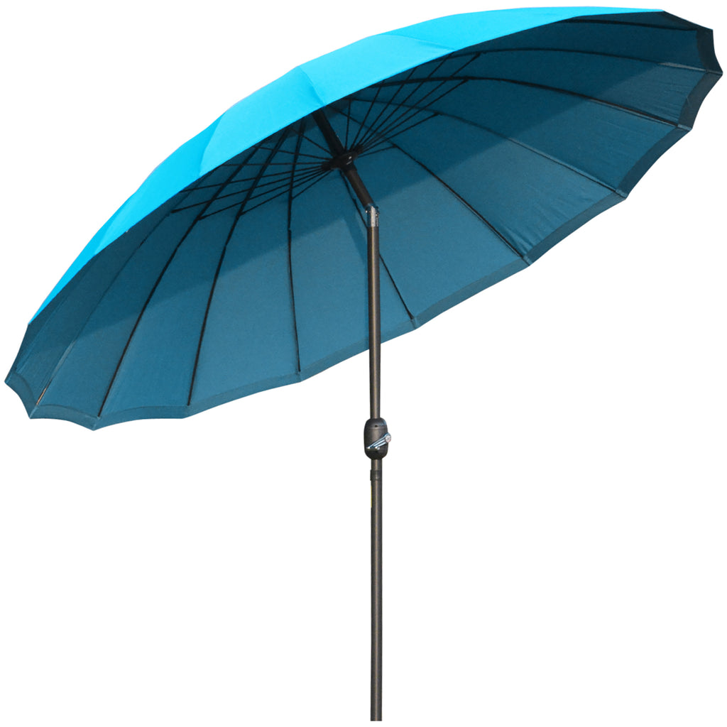 DodiOnline 2.5m Shanghai Garden Parasol Umbrella with Crank & Tilt, Adjustable Outdoor Sun Shade, Blue