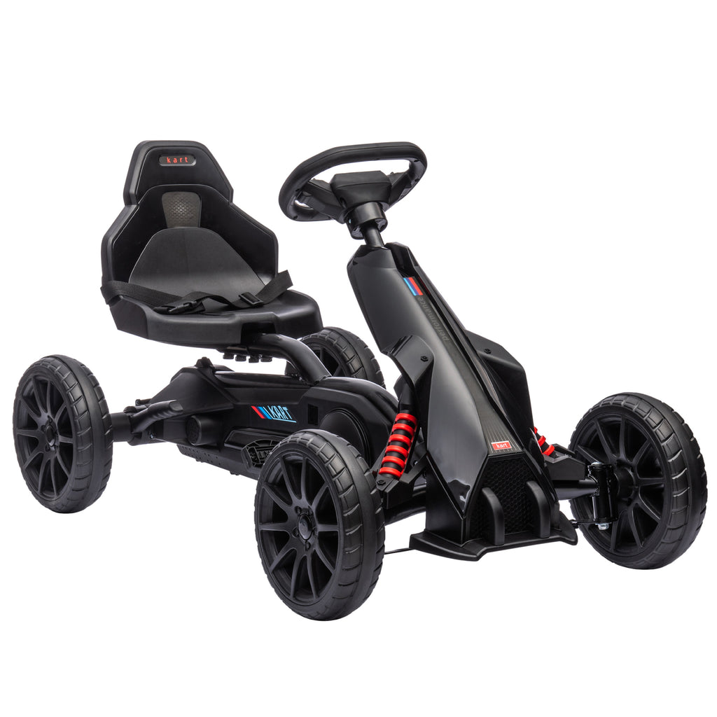 DodiOnline Kids Pedal Go Kart, with Adjustable Seat, EVA Wheels, Seat, Handbrake - Black