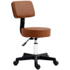 DodiOnline Beautician's Swivel Salon Chair w/ Padded Seat Back 5 Wheels Adjustable Height Salon Hairdressers Tattoo Spa Rolling Cushion Professional 48cm Brown