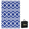 DodiOnline Plastic Straw Reversible RV Outdoor Rug with Carry Bag, 182 x 274cm, Blue and White