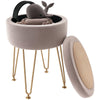 DodiOnline 5L Velvet-Feel Storage Ottoman - Light Pink