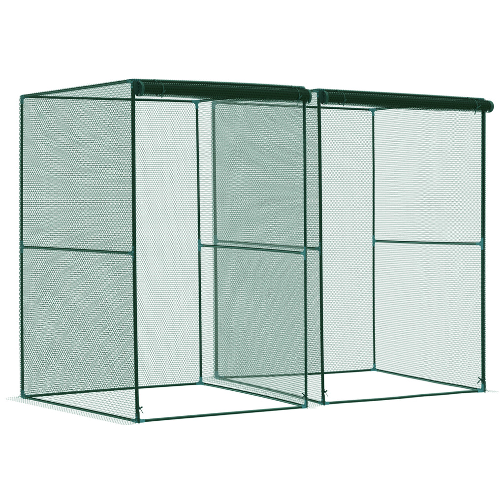 DodiOnline Set of 2 Fruit Cage Bird Netting, Vegetable Plant Protection Tent with Zipped Door, Anti Bird, Insects, Small Animals, 1.2 x 1.2 x 1.8m, Dark Green