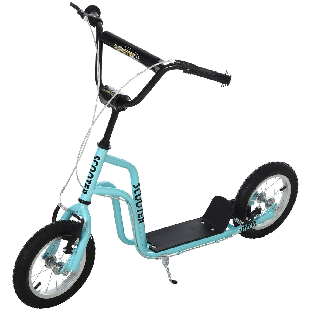 DodiOnline Stunt Scooter, Kids Scooter, 12'' Rubber Tyre Kick Scooter with Adjustable Handlebar, Dual Brakes, Blue