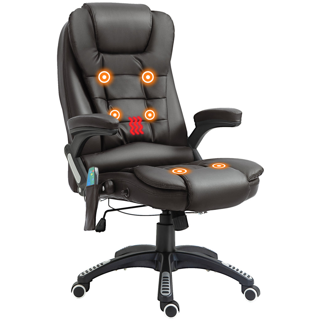DodiOnline Executive Office Chair with Massage and Heat, High Back PU Leather Massage Office Chair with Adjustable Height, Brown
