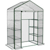 DodiOnline Walk in Greenhouse with 4-Tier 8 Shelves, Green House with Hemmed Cover, Roll-up Zipped Door, Steel Frame, 143 x 73 x 195cm