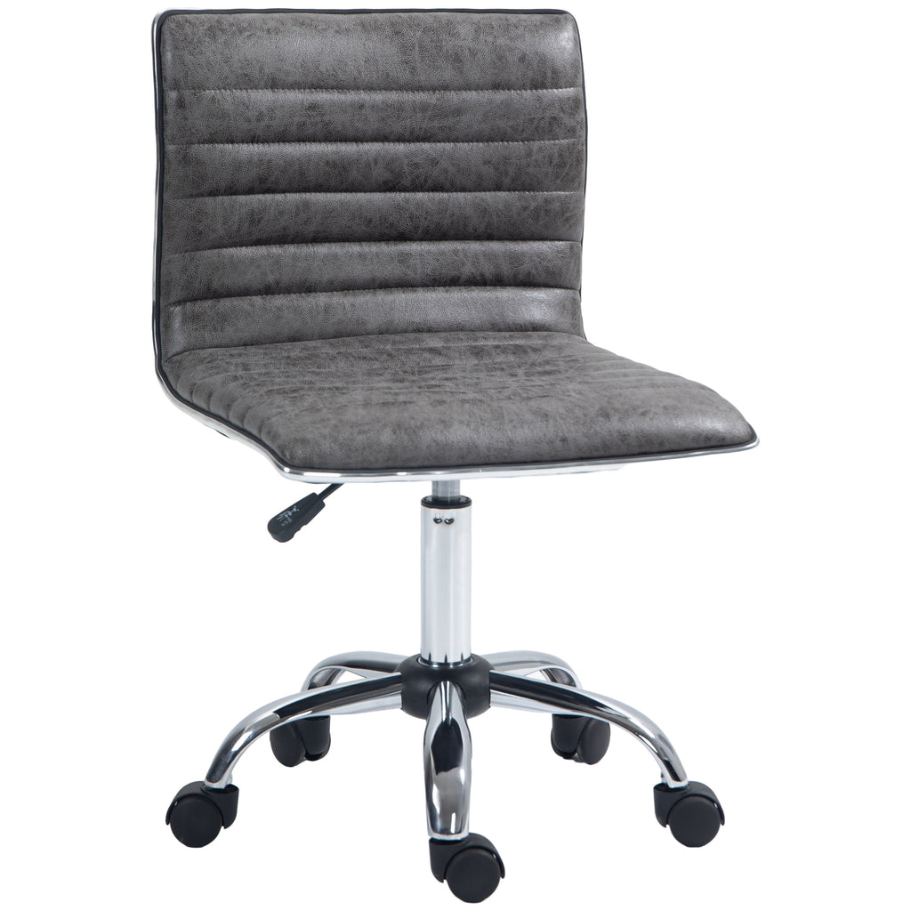 DodiOnline Adjustable Swivel Office Chair with Armless Mid-Back in Microfibre Cloth and Chrome Base - Grey