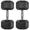 DodiOnline 2x20kg Rubber Hex Dumbbell Portable Hand Weights Dumbbell Home Gym Workout Fitness Hand Dumbbell