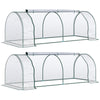 DodiOnline Set of 2 Tunnel Greenhouse, Green Grow House with Roll-up Door, Steel Frame, Plastic Cover for Garden, Outdoor, 250 x 100 x 80cm, Clear