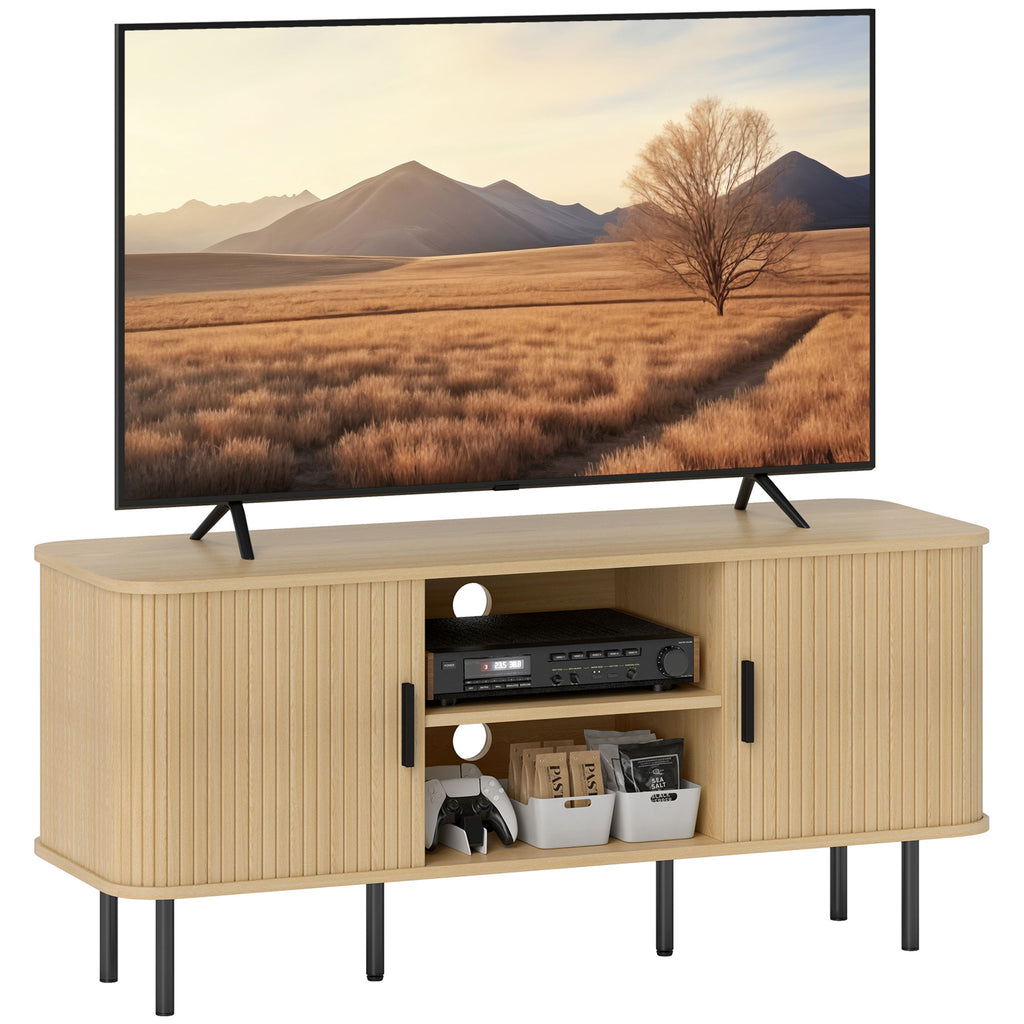 DodiOnline TV Stand Cabinet for TVs up to 55 Inches, TV Unit with Storage Shelves and Cupboard for Living Room, Oak Tone