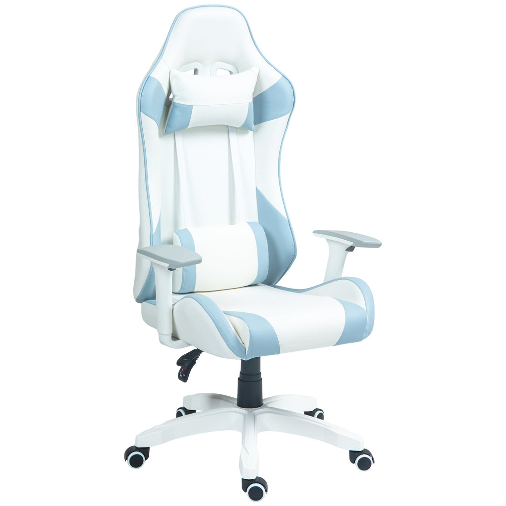 DodiOnline Faux Leather Colour Block Gaming Chair, with 135° Reclining Back - Blue/White
