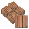 DodiOnline 27 Pcs Solid Wood Interlocking Decking Tiles For Patio, Balcony, Roof Terrace, Hot Tub, Brown, (30 x 30 cm Per Piece)