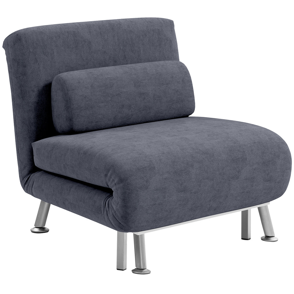 DodiOnline Single Velvet-Feel Sleeper Chair - Charcoal Grey