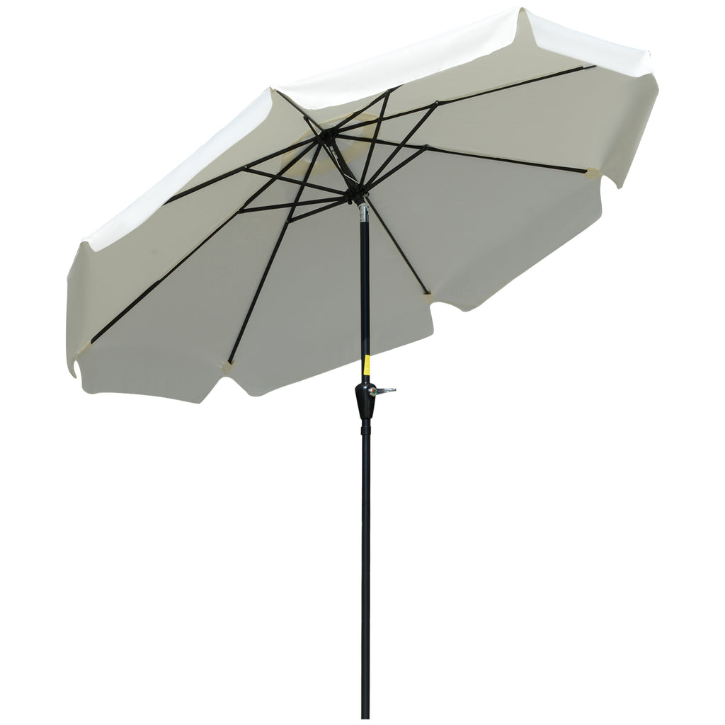 DodiOnline 2.7m Patio Parasol Garden Umbrellas Outdoor Sun Shade Table Umbrella with Tilt, Crank, 8 Ribs, Ruffles, White