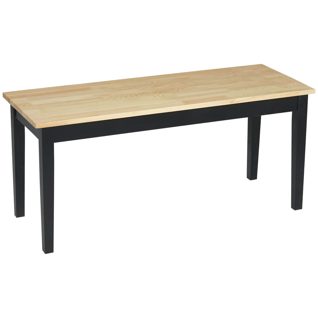 DodiOnline 102 cm Wood Dining Bench for 2 People, Wooden Bench for Kitchen, Dining Room, Entryway, Black