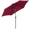 DodiOnline 2.6M Garden Parasol Umbrella with Tilt and Crank, Outdoor Sun Parasol Sunshade Shelter with Aluminium Frame, Wine Red