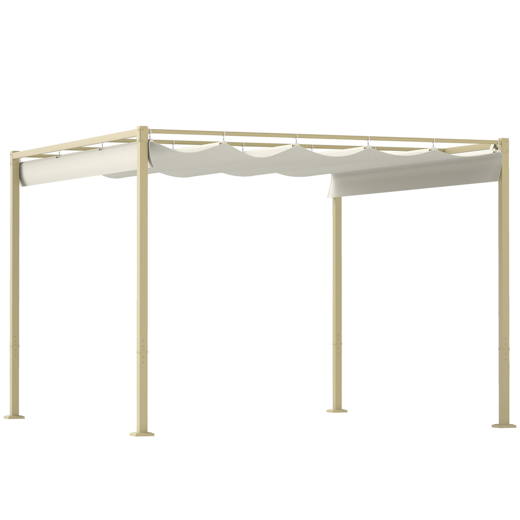 DodiOnline 3 x 3(m) Garden Pergola with Retractable Roof and Magnetic Fixture, Outdoor Gazebo Pergola Kit Sun Shade Canopy, UPF30+, Khaki
