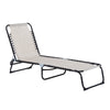 DodiOnline Foldable Sun Lounger, Outdoor 4 Level Adjustable Backrest Reclining Chaise Chair, Steel Frame Recliner Chair for Camping, Hiking, Cream White