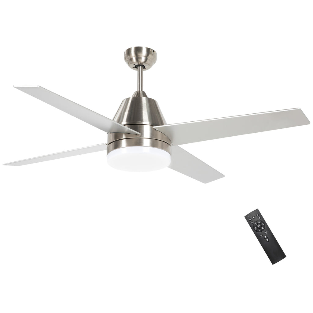 DodiOnline Ceiling Fan with LED Light, Flush Mount Ceiling Fan Lights with Reversible Blades, Remote, Silver and Black