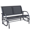 DodiOnline 2-Person Outdoor Glider Bench Patio Double Swing Gliding Chair Loveseat w/Power Coated Steel Frame for Garden Patio Porch, Black
