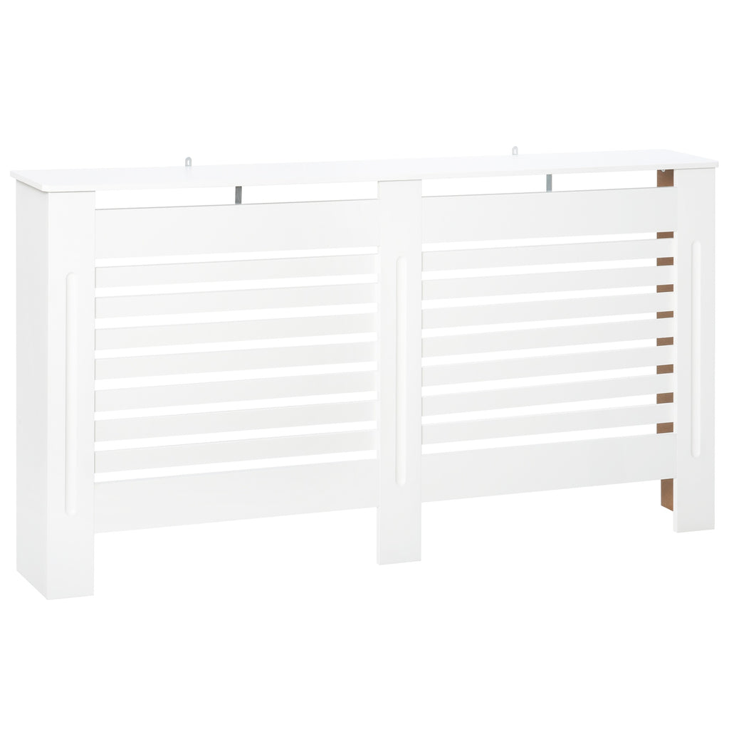 DodiOnline Radiator Cover, Modern MDF White Painted Cabinet with Horizontal Slats for Living Room, Bedroom, 172L x 19W x 81H cm