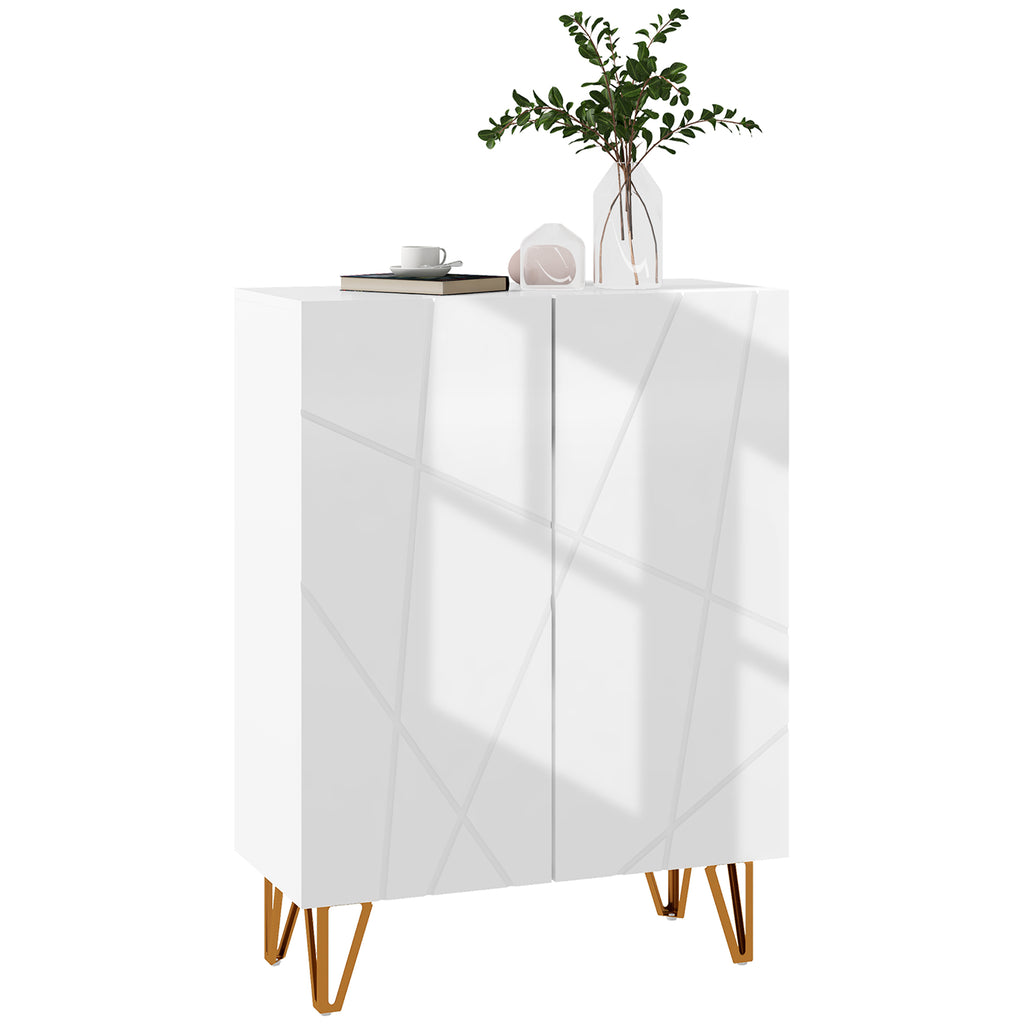 DodiOnline Narrow Shoe Storage Cabinet with Soft-Close Hinges and Adjustable Shelves for 15-20 Pairs of Shoes, White