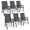 DodiOnline Set of 6 Folding Garden Chairs, Metal Frame Garden Chairs Outdoor Patio Park Dining Seat with Breathable Mesh Seat, Dark Grey