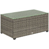 DodiOnline 90 x 50cm Glass-Top Rattan Side Table - Dark Grey