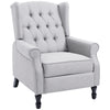 DodiOnline Recliner Armchair, Vintage Reclining Chair with Nail Head Trim, Wingback Chair with Button Tufted Back and Footrest, for Living Room, Light Grey