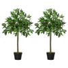 DodiOnline Set Of 2 90cm/3FT Artificial Bay Laurel Topiary Trees w/ Pot Fake Indoor Outdoor Greenery Plant Home Office Garden Decor Green