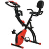 DodiOnline 2-in-1 Folding Exercise Bike with 8-Level Magnetic Resistance, Arm Resistance Band, Pulse Sensor, Red