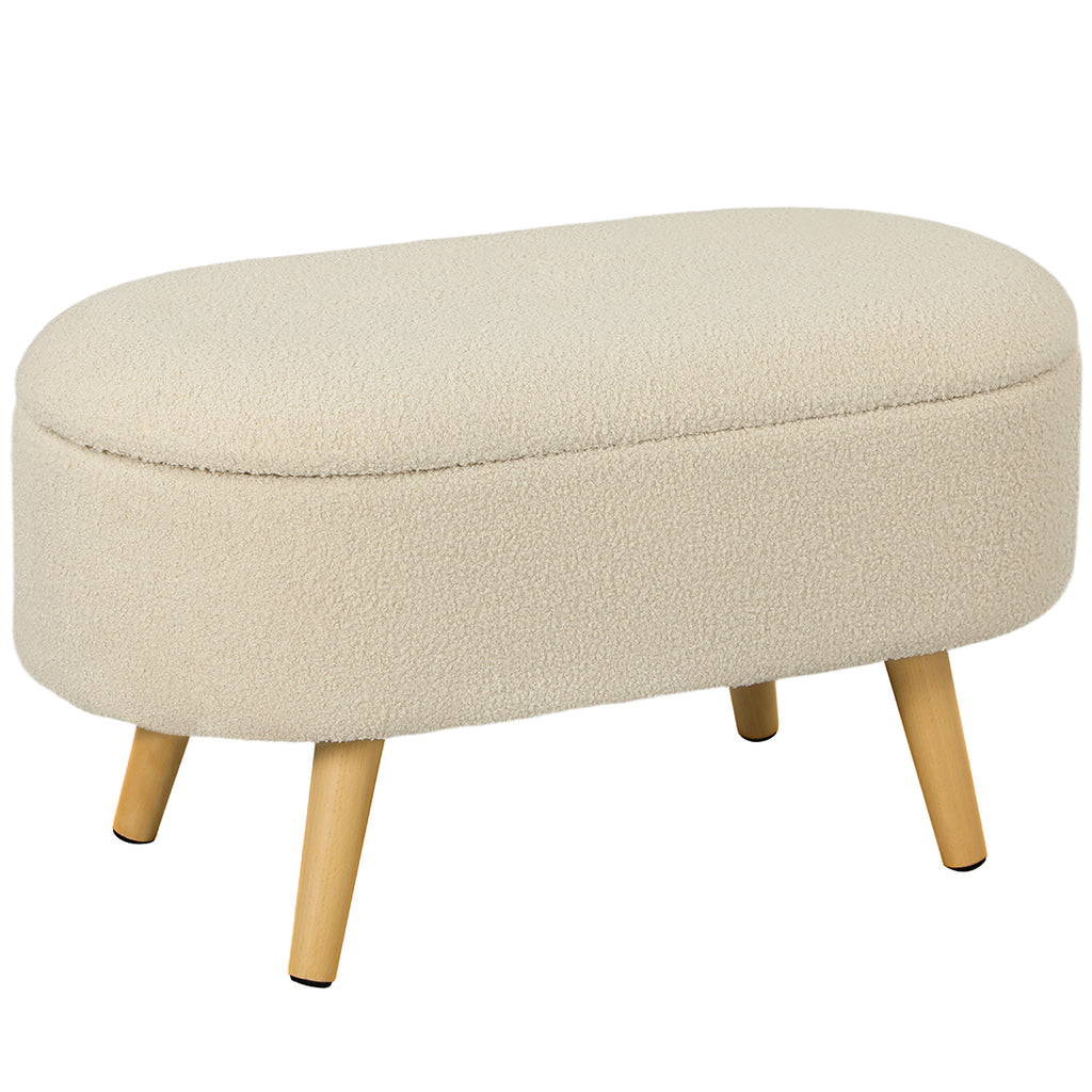DodiOnline Teddy Fleece Storage Ottoman - Cream White