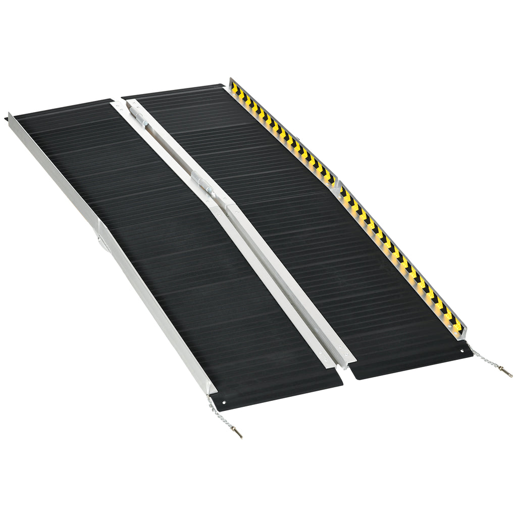 DodiOnline Wheelchair Ramp, 152L x 73Wcm, 272KG Capacity, Folding Aluminium Threshold Ramp with Non-Skid Surface, Transition Plates Above and Below for Home, Steps, Stairs, Curbs, Doorways