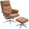 DodiOnline Velvet-Feel Recliner Chair and Ottoman - Light Brown