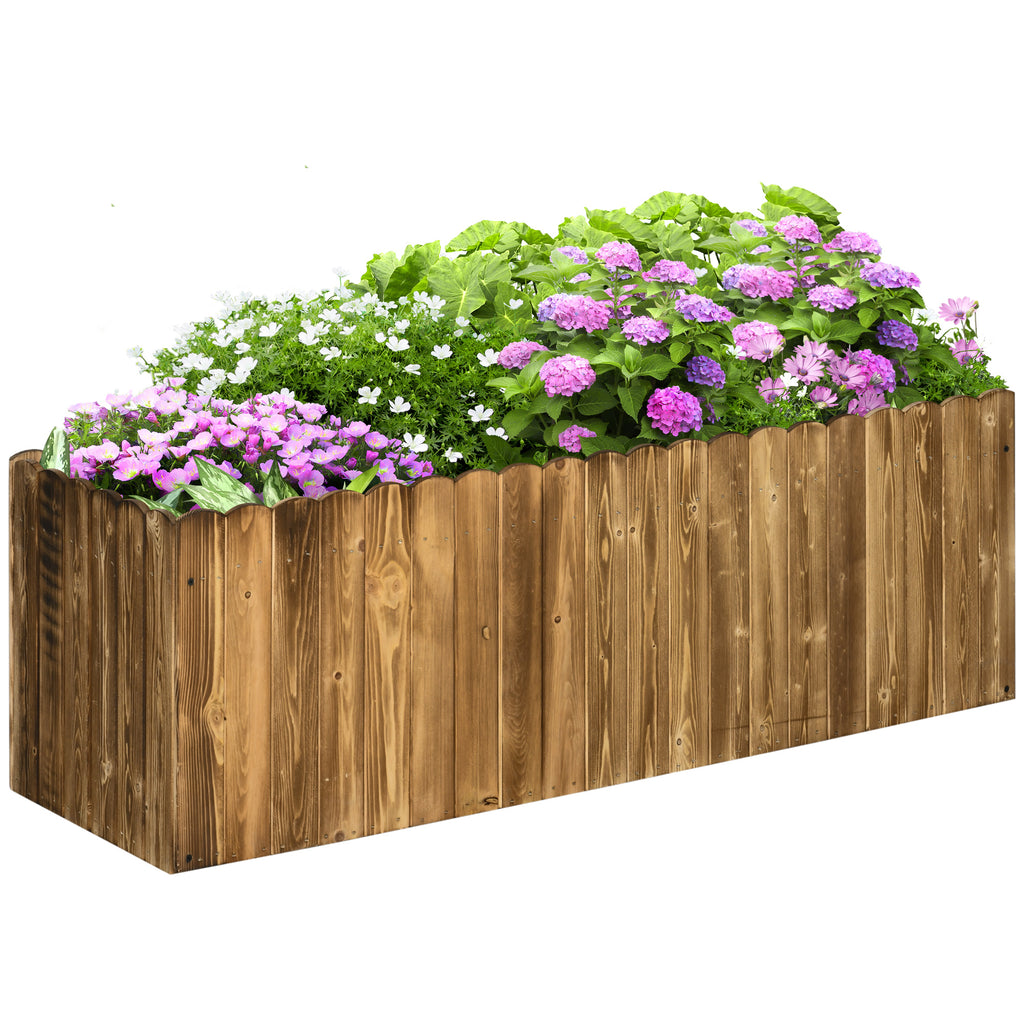 DodiOnline 172L Raised Garden Bed, Wooden Rectangle Planter Box, Outdoor Herb Vegetable Flower Pot (120L x 40W x 40H cm)
