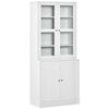 DodiOnline Modern Bookcase with Glass Doors, Display Storage Cabinet with Adjustable Shelves for Living Room, Study, Office, White