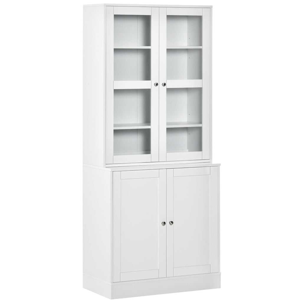 DodiOnline Modern Bookcase with Glass Doors, Display Storage Cabinet with Adjustable Shelves for Living Room, Study, Office, White