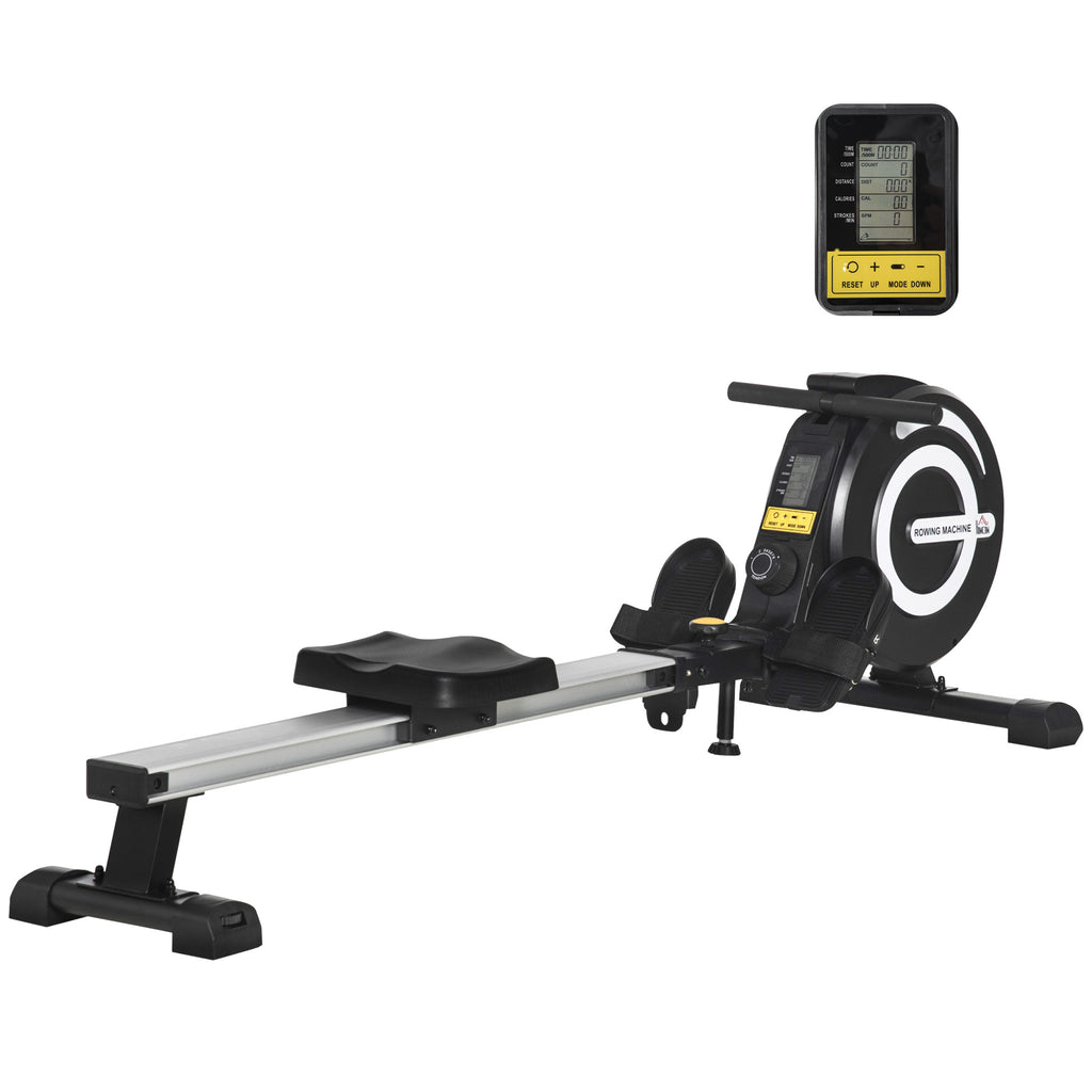 DodiOnline Indoor Body Health & Fitness Adjustable Magnetic Rowing Machine Rower with LCD Digital Monitor & Wheels for Home, Office, Gym