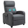 DodiOnline Recliner Armchair, Massage Faux Leather Push Back Reclining Chair with Adjustable Leg Rest, Side Pocket, for Home Living Room Theatre, Grey