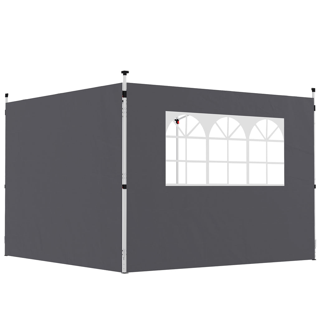 DodiOnline 3 Meters Gazebo Replaceable Exchangeable Side Panel Wall Panels Walls With Window, Dark Grey