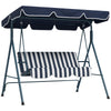 DodiOnline Three-Seater Garden Swing Chair, with Adjustable Canopy - Blue Stripe