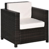 DodiOnline Single Seater Rattan Chair Sofa with 10 cm Thick Padded Cushion, All-Weather PE Wicker Weave Garden Armchair with Armrests, Brown