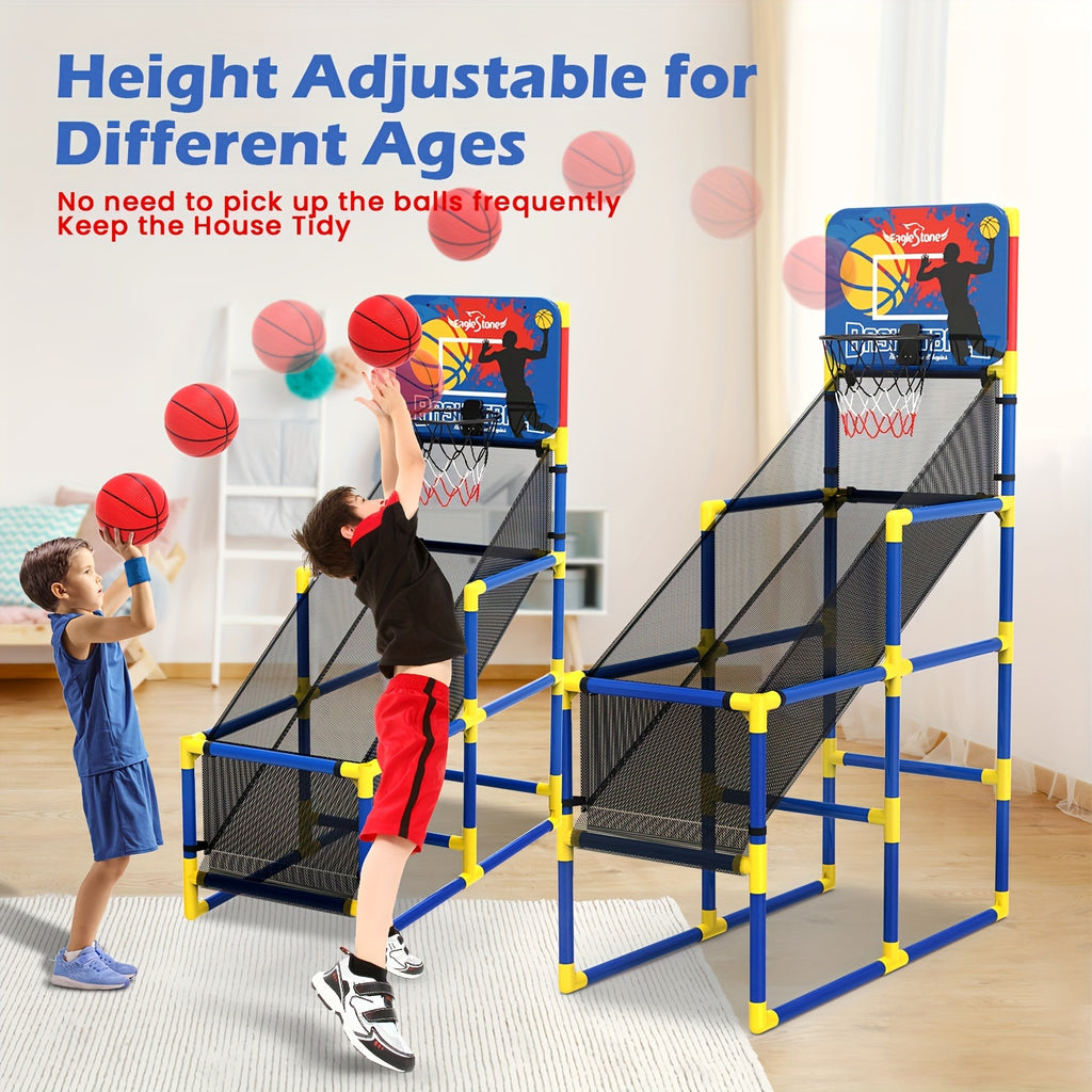 Kids Basketball Hoop Arcade Game W/Electronic Scoreboard Cheer Sound, Basketball Hoop Indoor Outdoor W/4 Balls, Basketball Game Toys Gifts For Kids 3-6 5-7 8-12 Toddlers Boys Girls