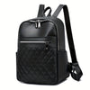 Fashion Argyle Quilted Backpack, Minimalist PU Leather Daypack, Casual Schoolbag For Travel Work