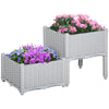 DodiOnline 40cm x 40cm x 44cm Set of 2 26L Garden Raised Bed Elevated Patio Flower Plant Planter Box PP Vegetables Planting Container, Grey