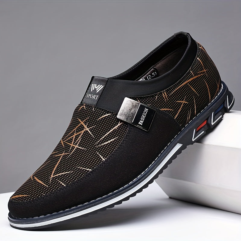 Men's Casual Synthetic Leather Loafers, Anti-skid Slip On Shoes With Rubber Sole For Business Office, Spring And Autumn