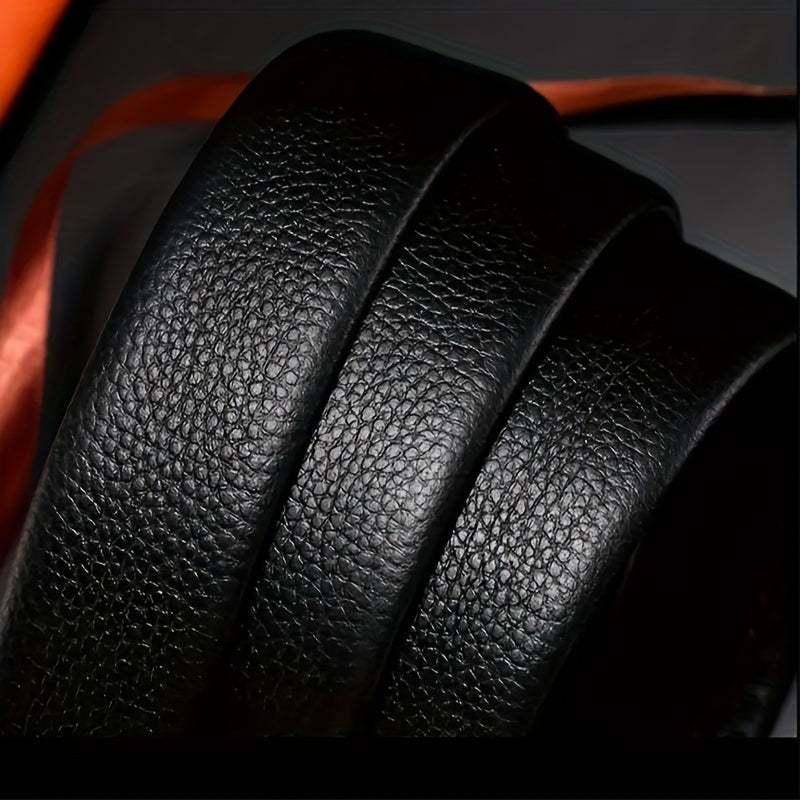 ILYBY Men's Premium Genuine Faux Leather Belt with Automatic Buckle - Fashionable Business Suit Accessory, Standard Size