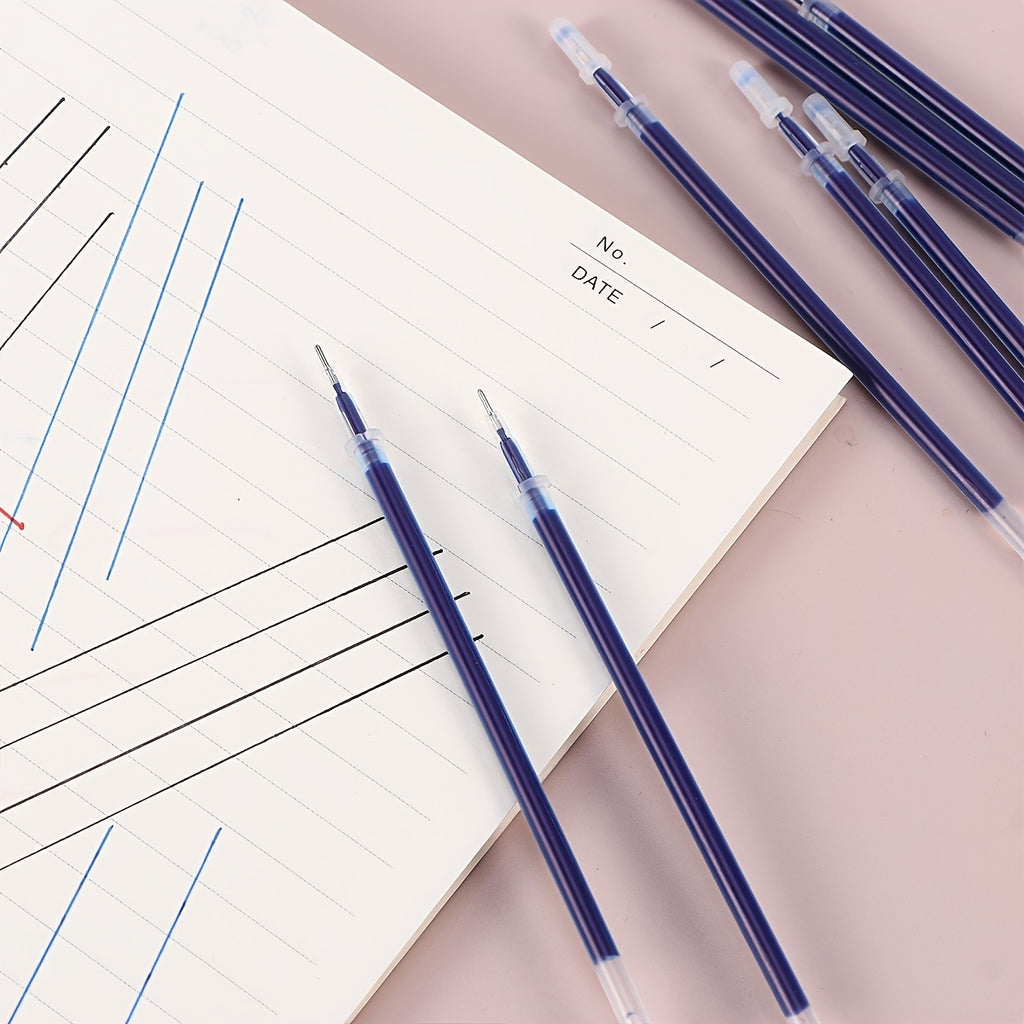 50 pcs Fast-Drying Blue Gel Pen Refill Set - Fine Tip 0.38mm - Ideal for School and Office Use - Pack of 12