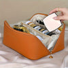 Large Capacity Makeup Bag, Multi-Layered With Dividers, Portable Zippered Pouch, PU Leather, Waterproof, Multifunctional Travel Organizer