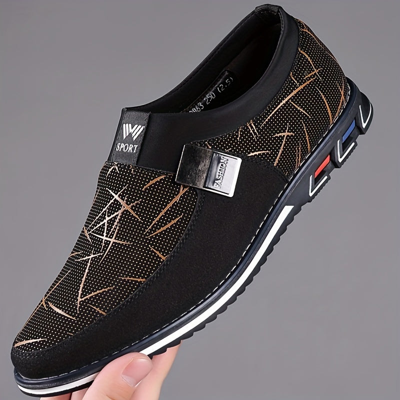 Men's Casual Synthetic Leather Loafers, Anti-skid Slip On Shoes With Rubber Sole For Business Office, Spring And Autumn