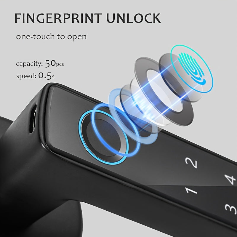 Fingerprint Password Mobile Phone App Smart Lock Digital Electronic Room Door Handle Lock